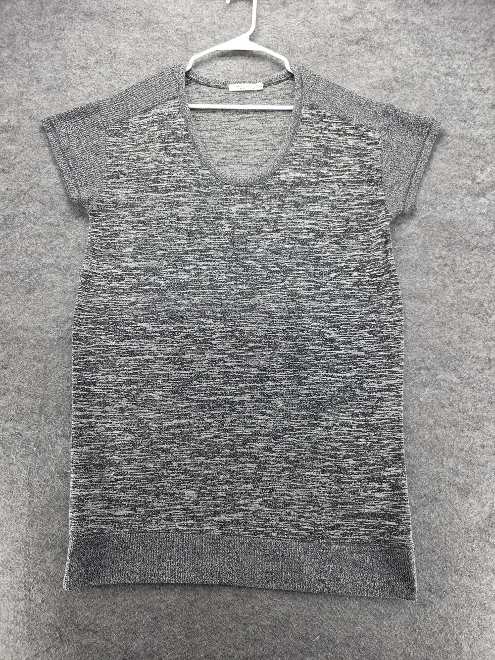 Rag & Bone Sweater Womens Large Gray Short Sleeve Knit Pullover Soft Rayon Blend
